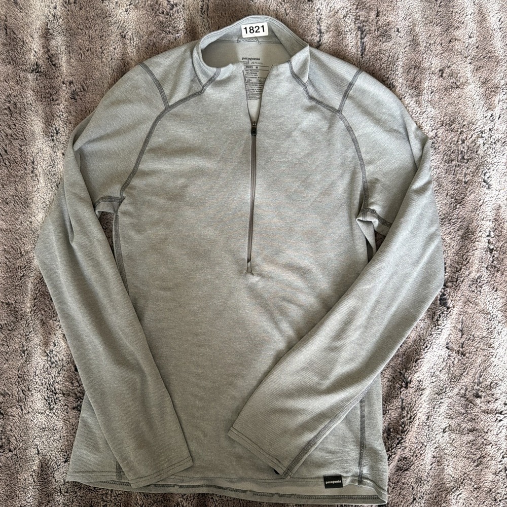 Patagonia Shirt Men's Medium Gray Capilene 2 Long Sleeve Base Layer 1/2 Zip
